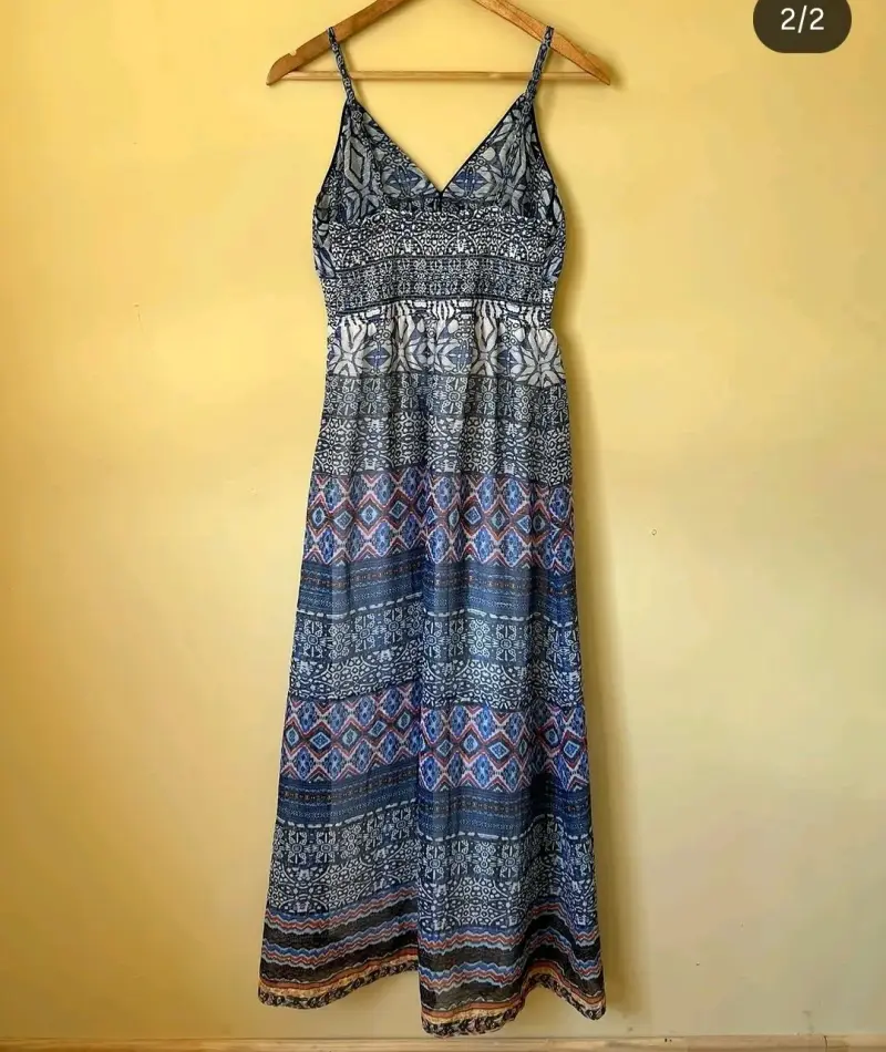 Vestido largo bohemio estampado azul - 2