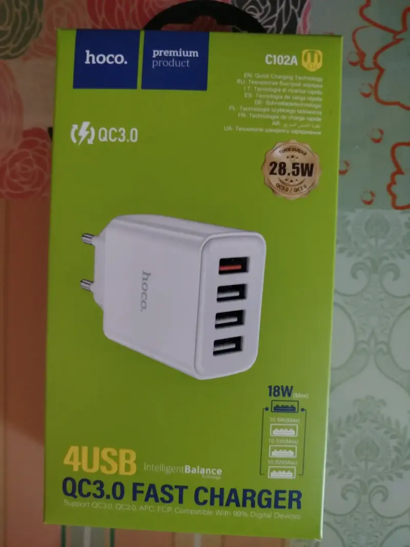 Cargador rápido Hoco 4USB QC3.0 28.5W - 1