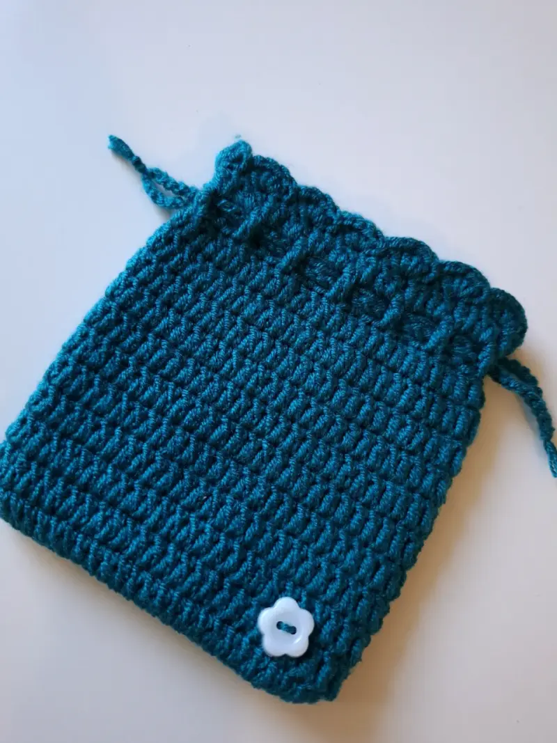 Bolsa de crochet azul petroleo, cierre ajustable - 2