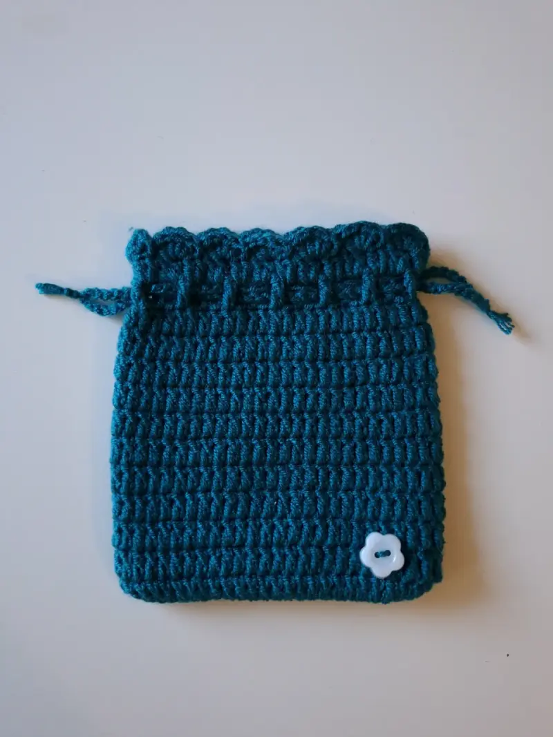 Bolsa de crochet azul petroleo, cierre ajustable - 3