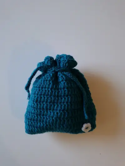 Bolsa de crochet azul petroleo, cierre ajustable - miniatura 4