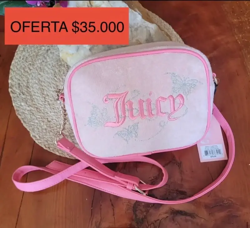 Bolso bandolera Juicy Couture rosa con mariposas