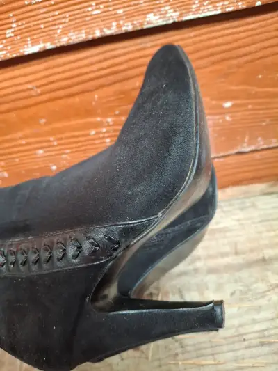 Botines de tacón alto negros con detalle trenzado - miniatura 3