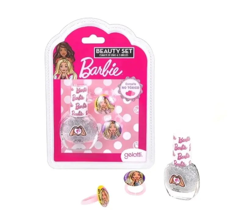 Set de Belleza Barbie Esmalte y Anillos