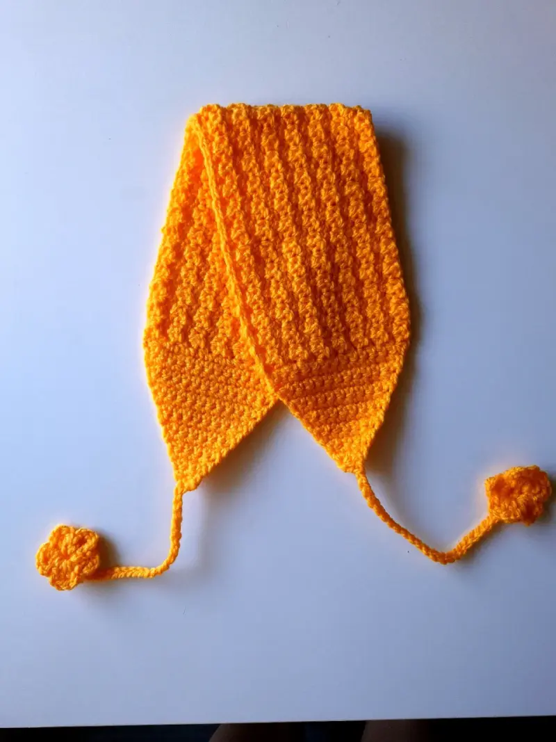 Cintillo/bandana/cubre orejas anaranjado a crochet - 2
