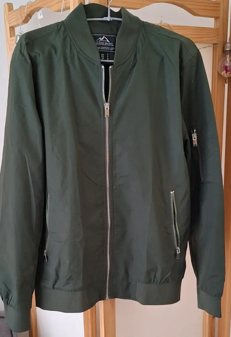 Chaqueta verde para hombre con cierre - 1