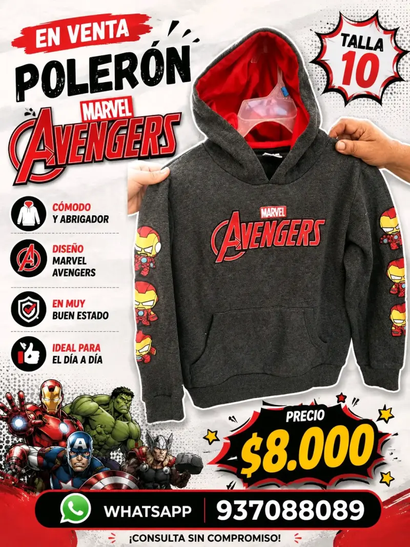 Polerón Marvel Avengers Talla 10