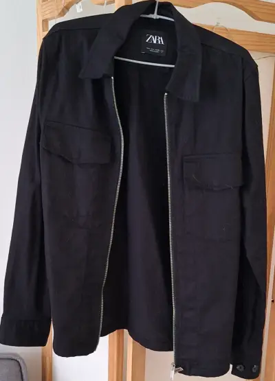 Chaqueta negra de algodón Zara para hombre - miniatura 1