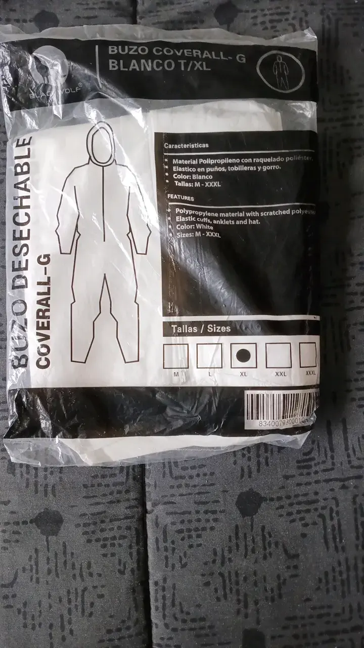 Buzo desechable blanco talla XL