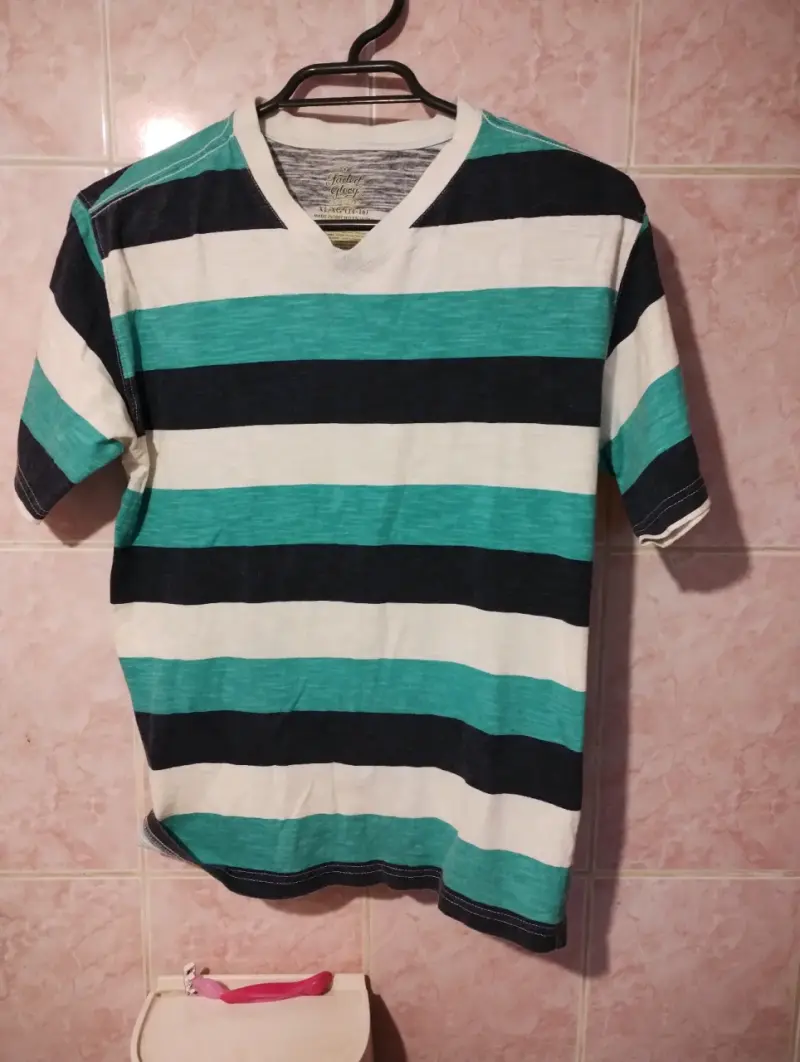 Polera a rayas verde y azul para hombre - 1