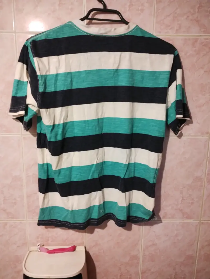 Polera a rayas verde y azul para hombre - 2