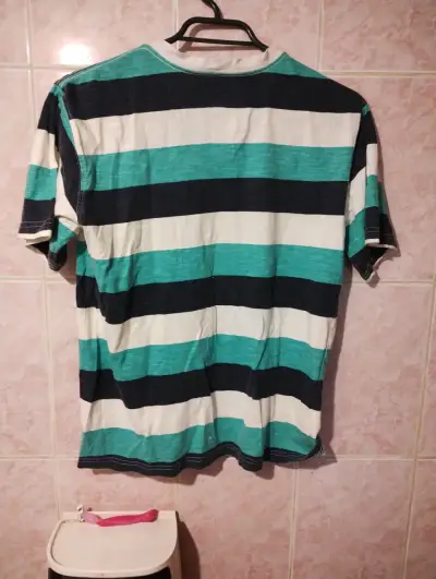 Polera a rayas verde y azul para hombre - miniatura 2