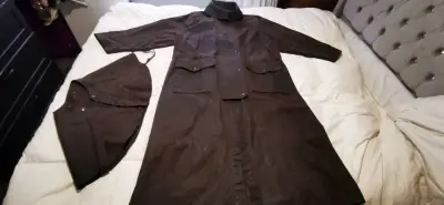 Abrigo largo impermeable marrón con capa desmontab - miniatura 1