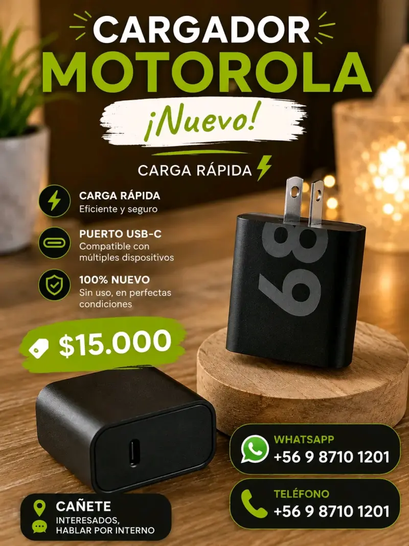 Cargador Motorola USB-C Rápido Nuevo