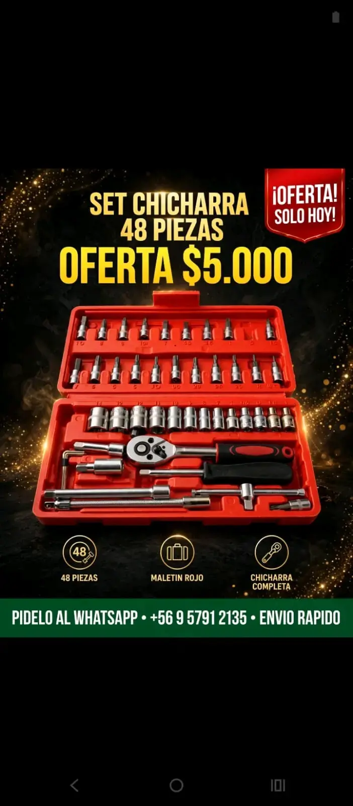 Set de Chicharra 46 Piezas con Maletín Rojo