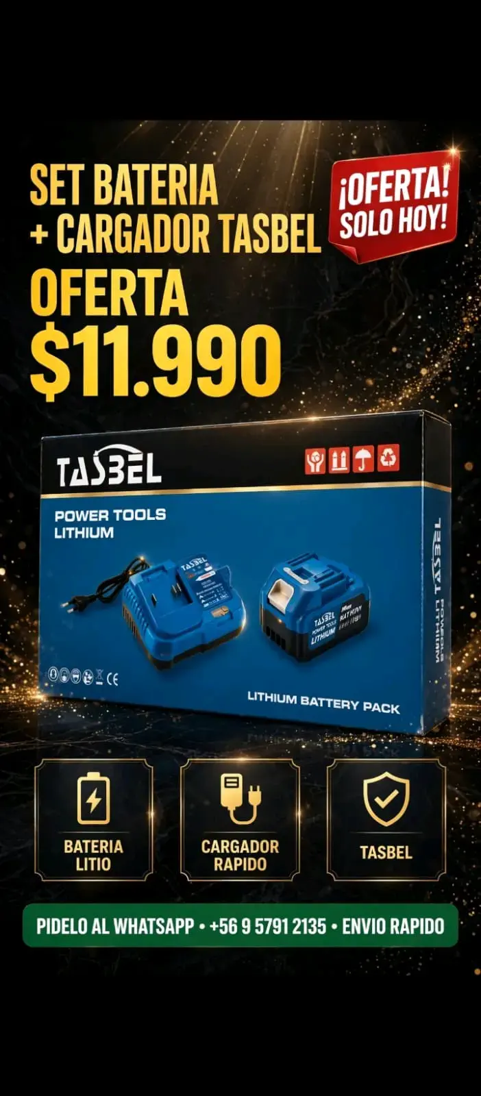 Set de batería y cargador Tasbel