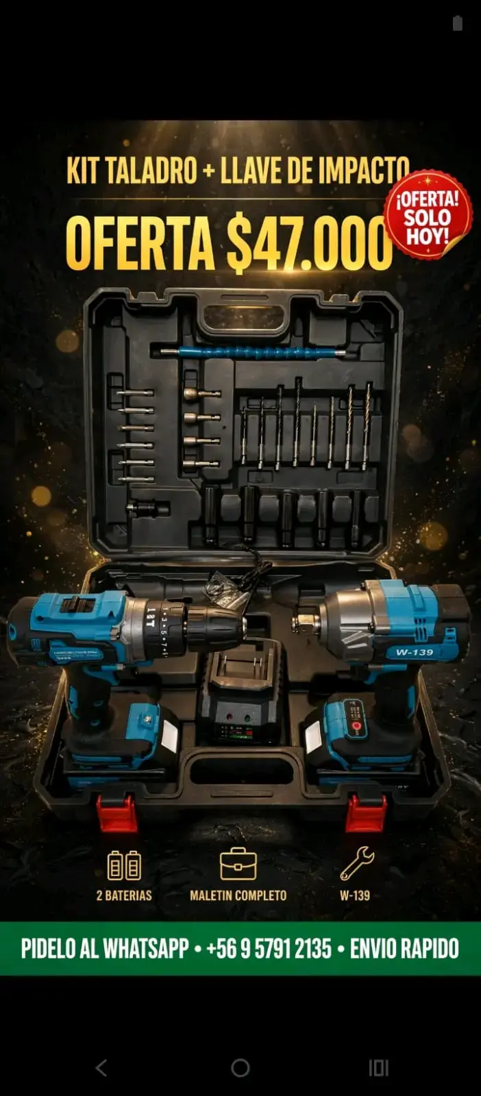 Kit Taladro y Llave de Impacto con Maletín