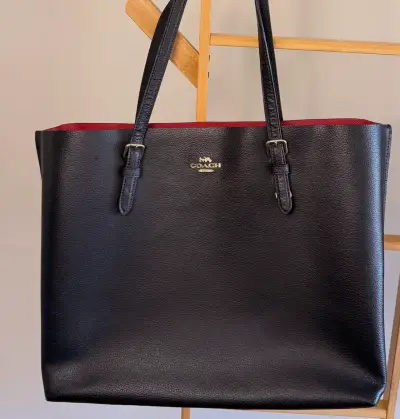 Bolso tote negro de cuero Coach - miniatura 1
