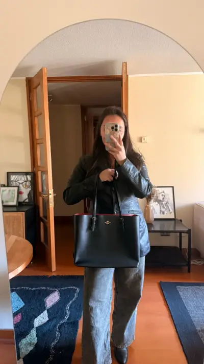 Bolso tote negro de cuero Coach - miniatura 3