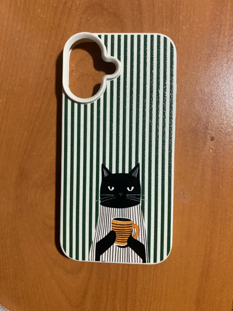 Carcasa iPhone 16 - Diseño Gato con Café
