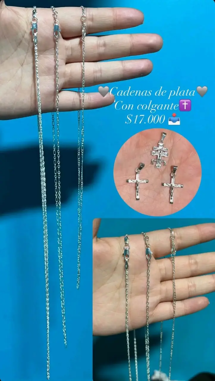 Cadenas de plata con colgante cruz - 2