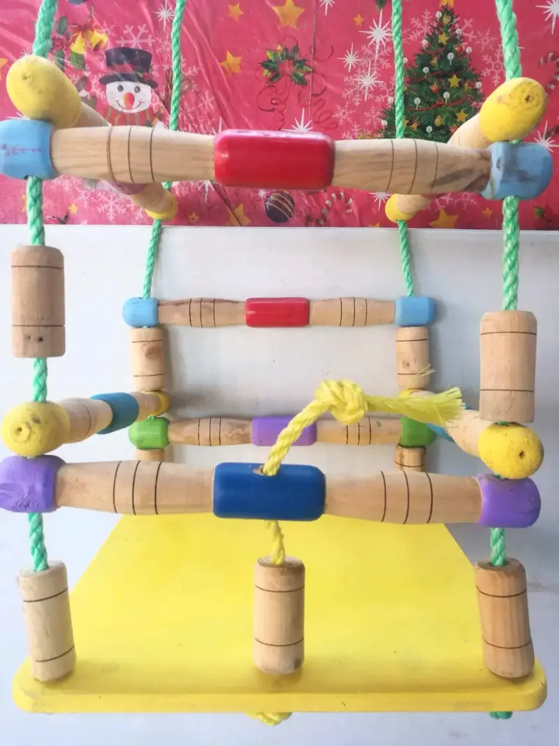 Columpio de madera para niños, colores vibrantes - 1