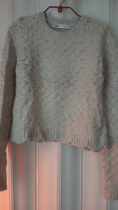 Suéter tejido gris Zara para mujer - miniatura 1