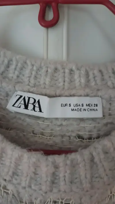 Suéter tejido gris Zara para mujer - miniatura 2