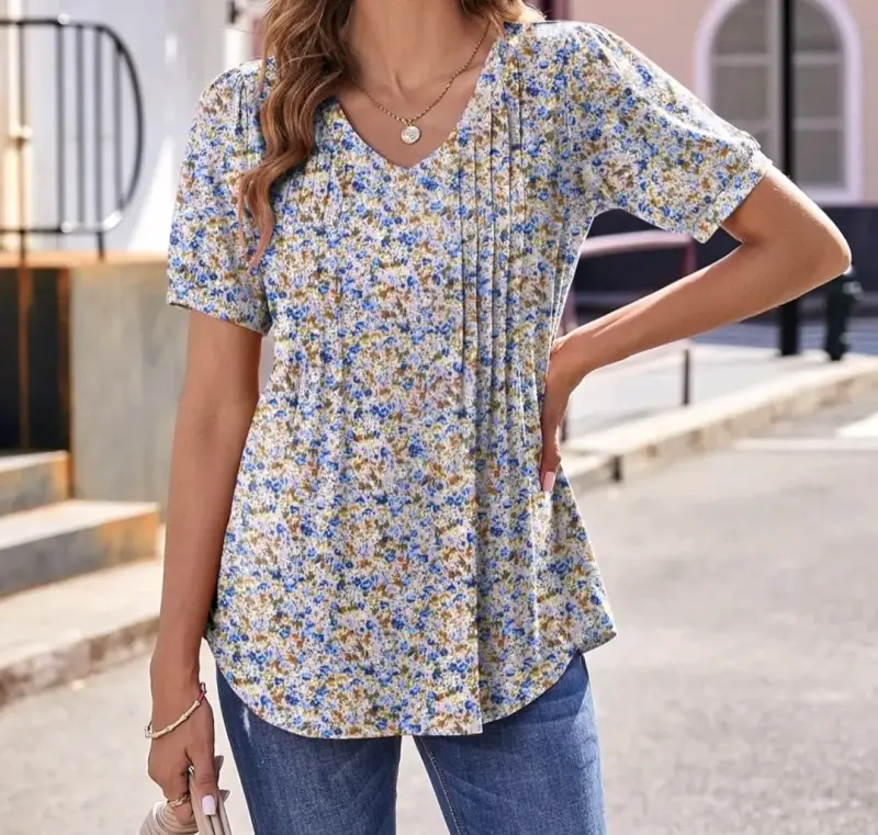 Blusa Floral de Mujer con Cuello en V - 2