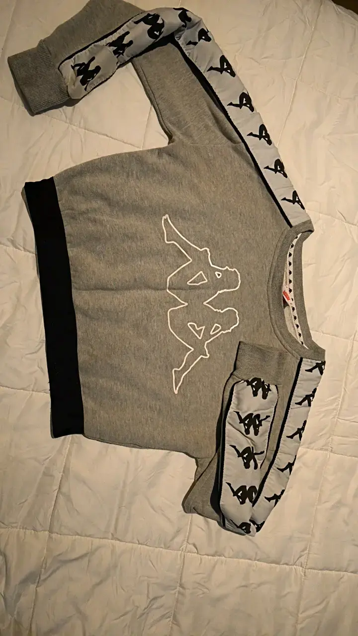 Polerón gris con logo en mangas y pecho