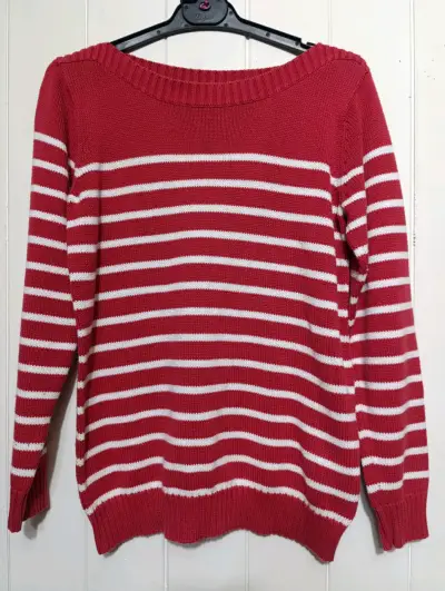 Suéter a rayas rojo y blanco para mujer - miniatura 1