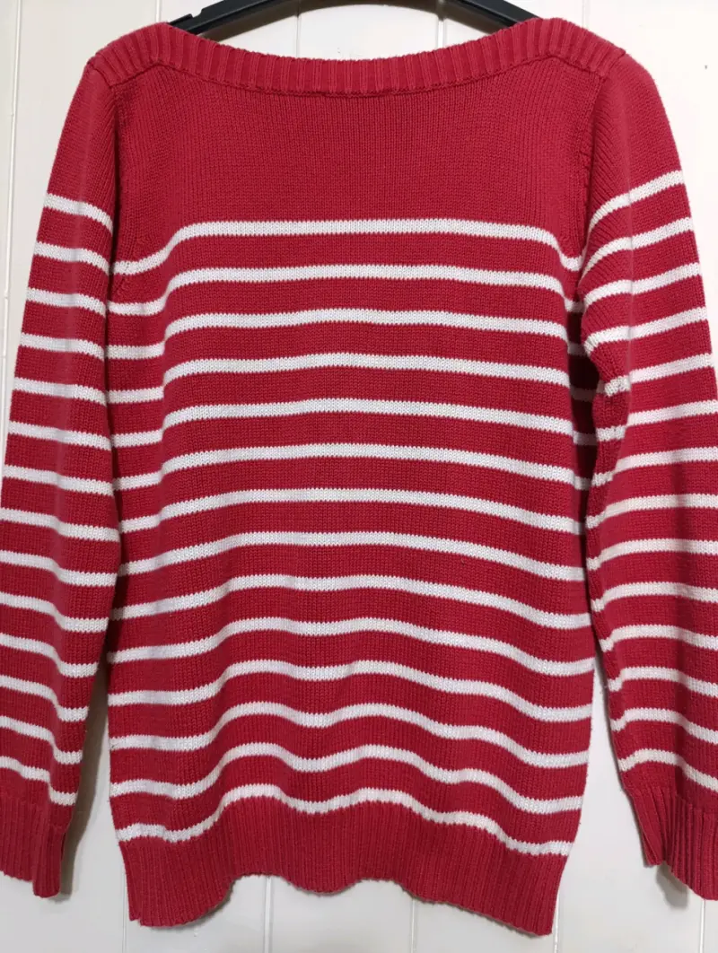 Suéter a rayas rojo y blanco para mujer - 3