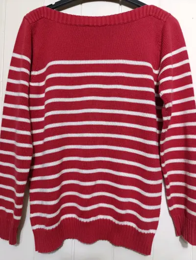 Suéter a rayas rojo y blanco para mujer - miniatura 3