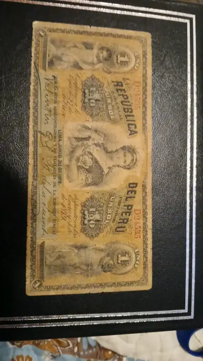 Billete antiguo de un sol de Perú 1879 - miniatura 1