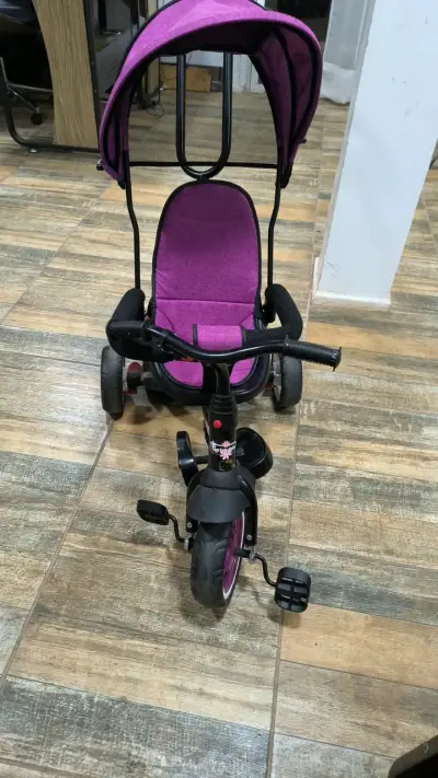 Triciclo para niños Bebeglo morado con toldo - miniatura 1