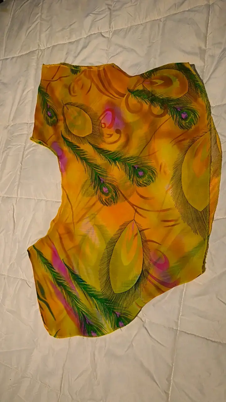 Blusa de gasa estampada con plumas de pavo real - 3