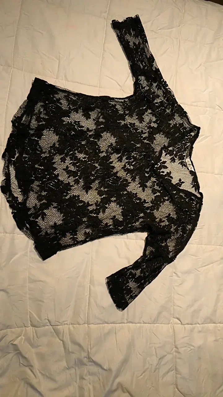 Blusa de encaje negra para mujer - 2