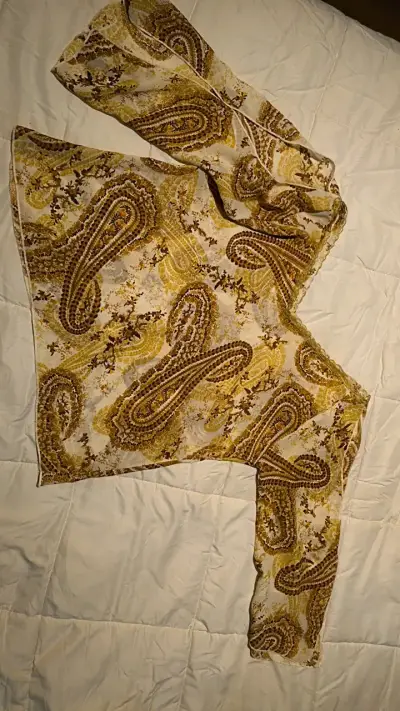 Blusa estampada gasa de manga larga abierta - miniatura 1