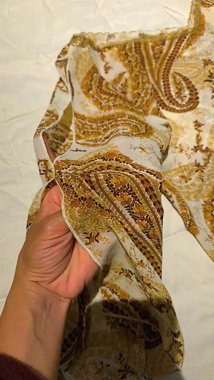 Blusa estampada gasa de manga larga abierta - 3