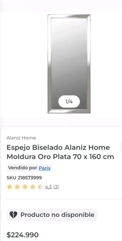 Espejo biselado Alaniz Home 70x170 cm - miniatura 3