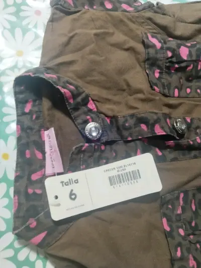Vestido infantil marrón con estampado rosa talla 6 - miniatura 1