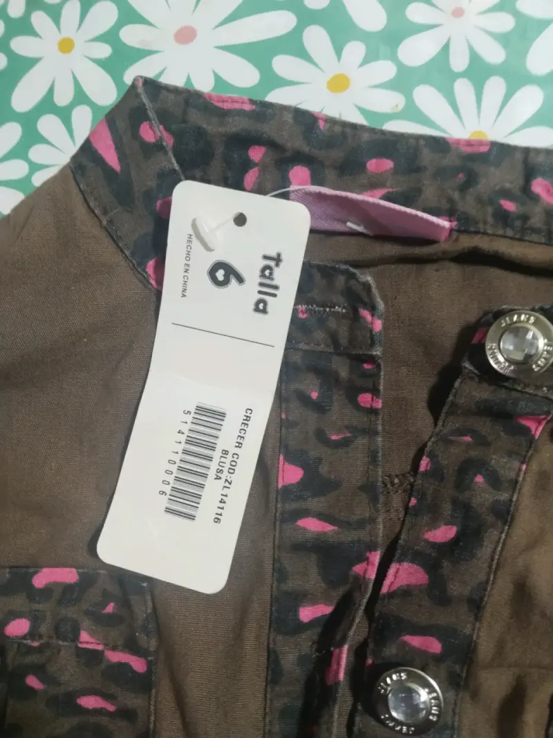 Vestido infantil marrón con estampado rosa talla 6 - 3