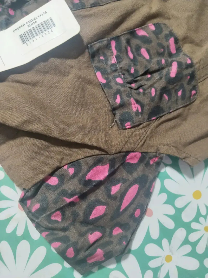 Vestido infantil marrón con estampado rosa talla 6 - 4