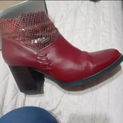 Botines de cuero rojos con tacón alto Kebles - miniatura 2