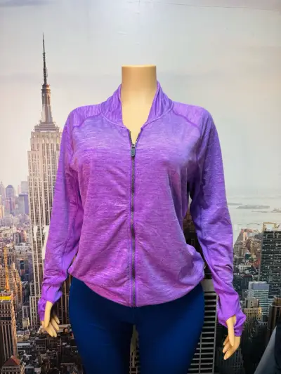 Poleron deportivo morada para mujer con cierre - miniatura 1