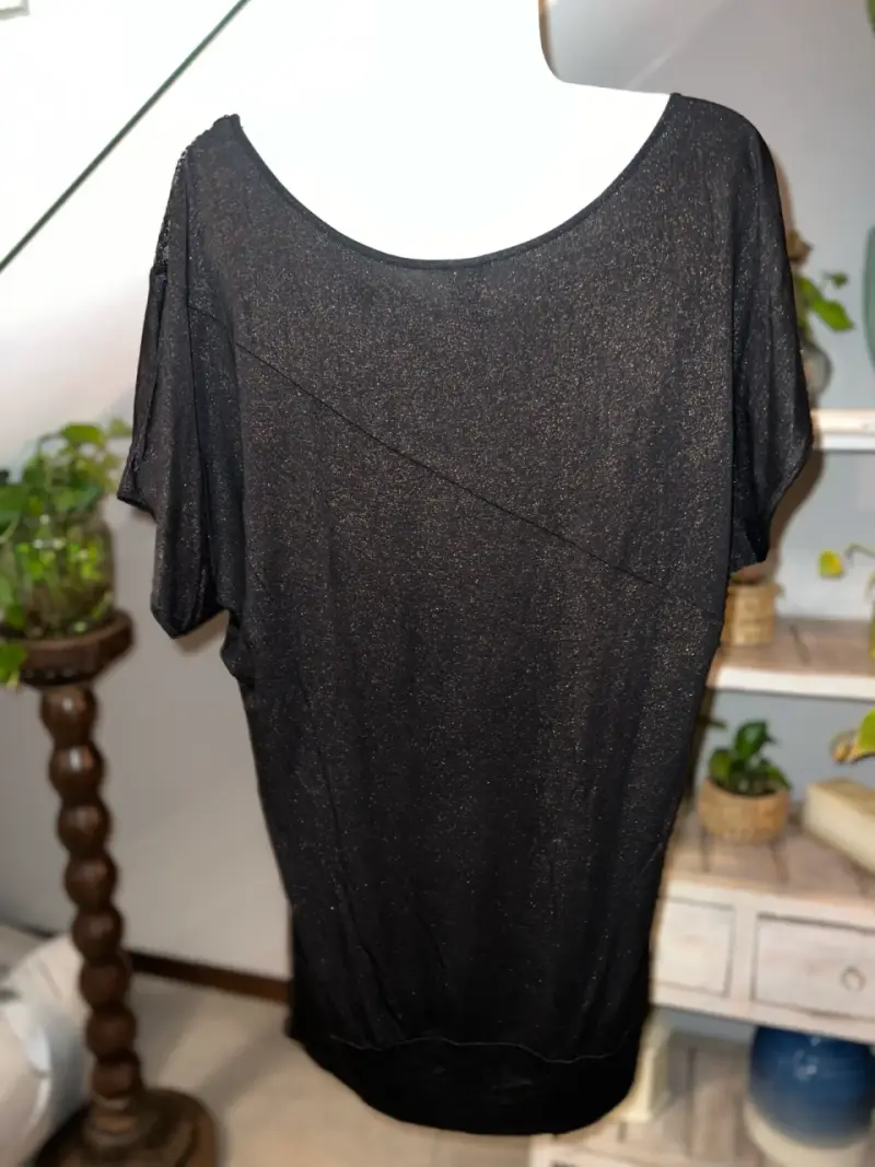 Polera negra IO con lentejuelas para mujer - 2