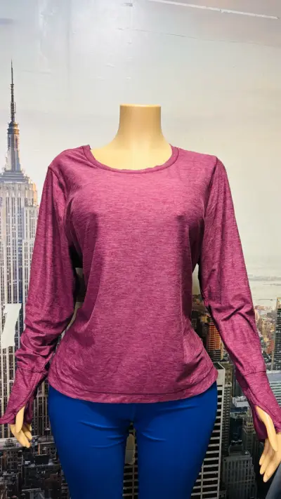 Polera manga larga color burdeo para mujer - miniatura 1