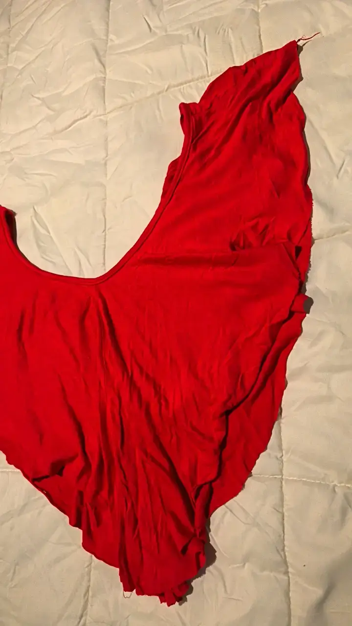 Polera en punta roja suelto para mujer - 2