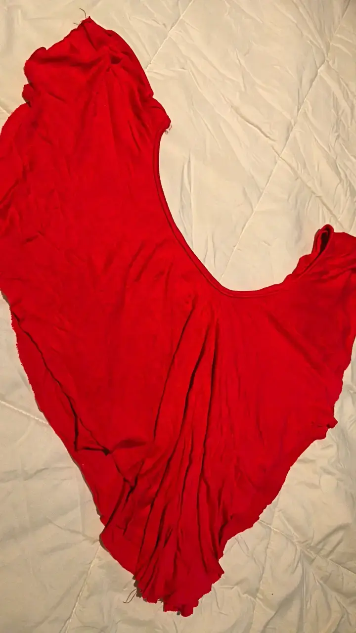Polera en punta roja suelto para mujer - 3