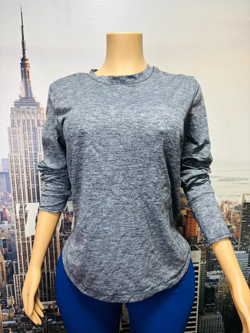 Polera deportiva Gris Manga Larga para Mujer - 1